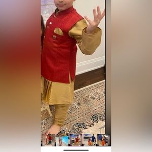 Boys red and gold Indian clothing